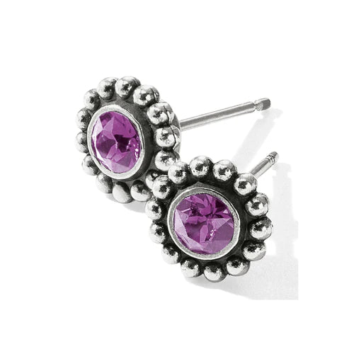 Women’s chandelier gold earrings-Brighton | Silver Tone Twinkle Mini Post Earrings in Amethyst