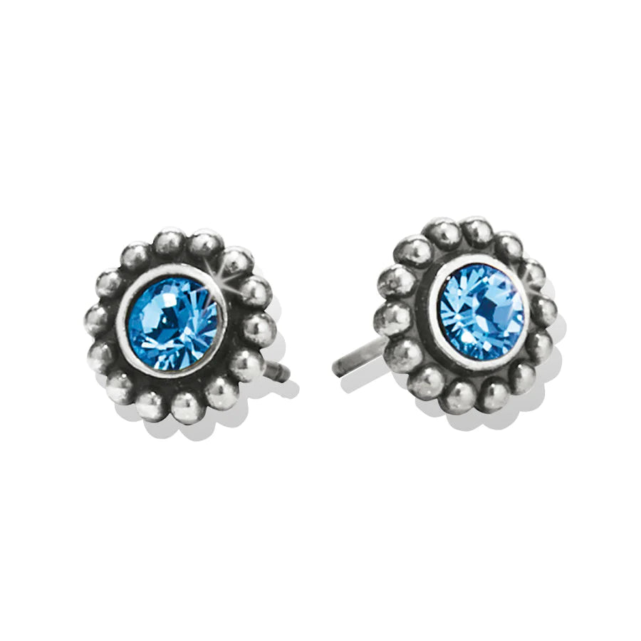 Women’s heart-shaped earrings-Brighton | Silver Tone Twinkle Mini Post Earrings in Blue Crystal