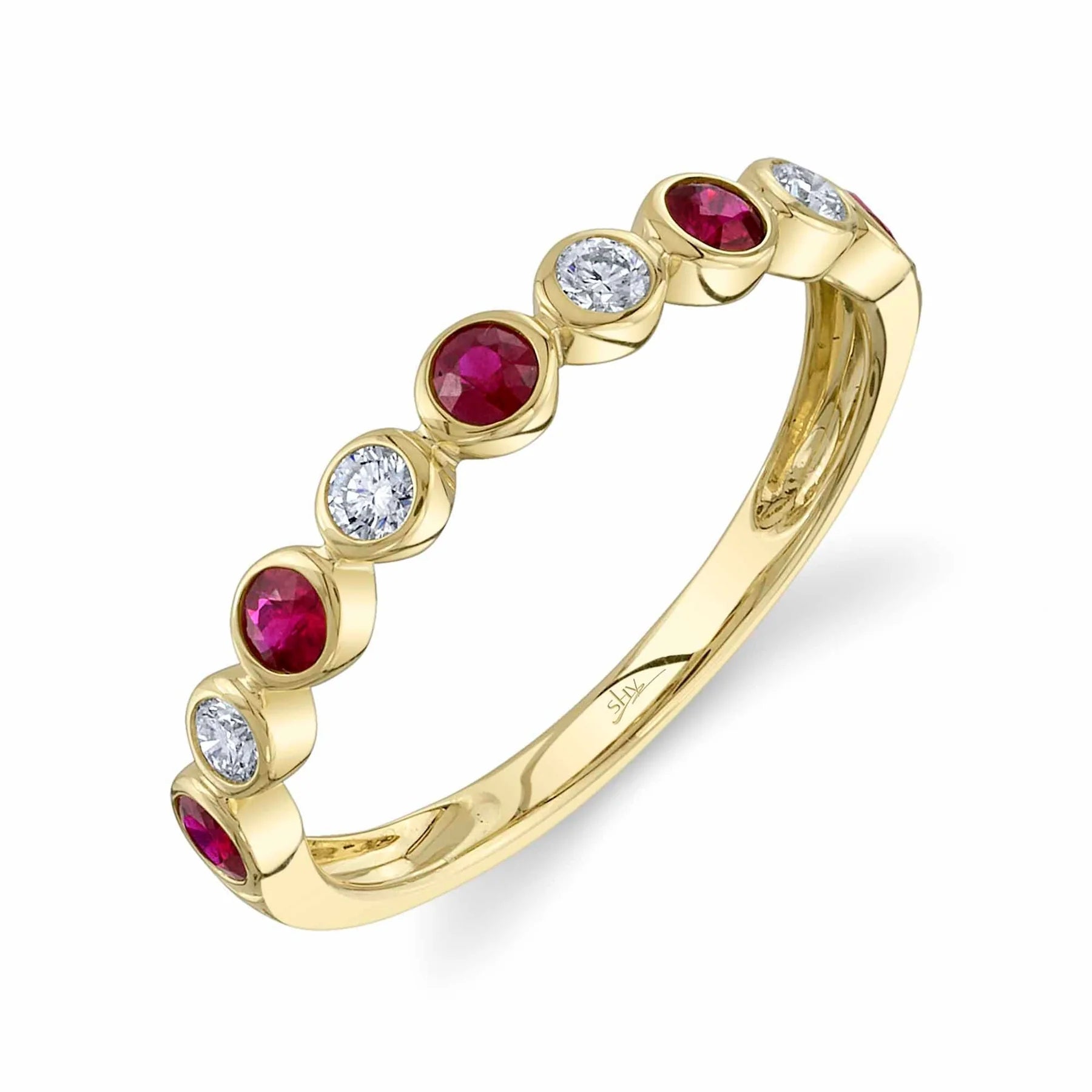 Women’s butterfly rings-14kt. Yellow Gold Bezel Set Diamond and Ruby Band Ring