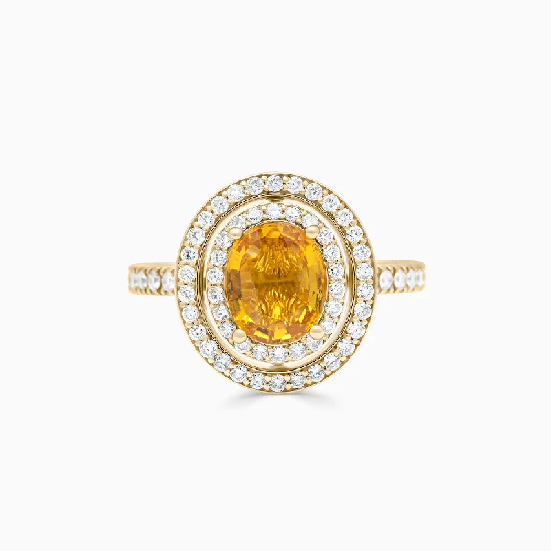 Women’s bridal rings-Yellow Sapphire Double Halo Cocktail Ring