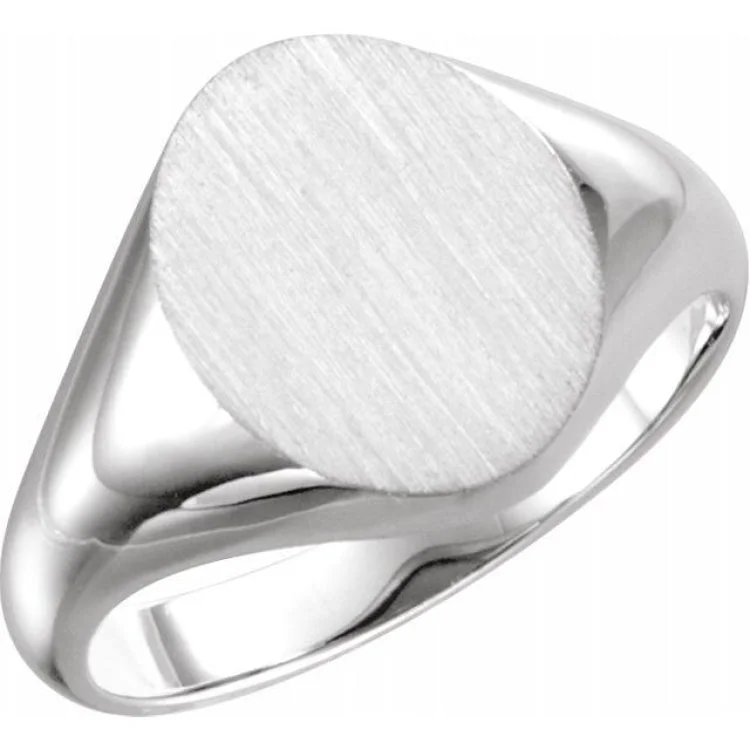 Women’s elegant rings-14K White 11x9.5 mm Oval Signet Ring