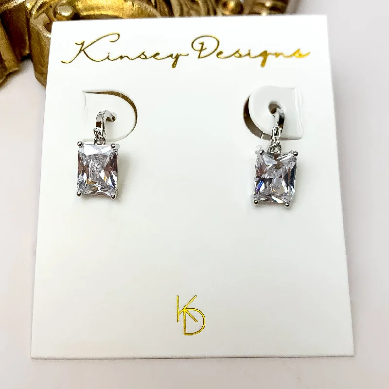 Women’s opal earrings-Kinsey Designs | Prism Huggie Silver Earrings with CZ Crystals