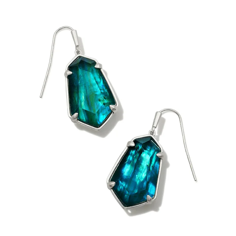 Women’s diamond stud earrings-Kendra Scott | Alexandria Drop Earrings Silver Teal Green Illusion