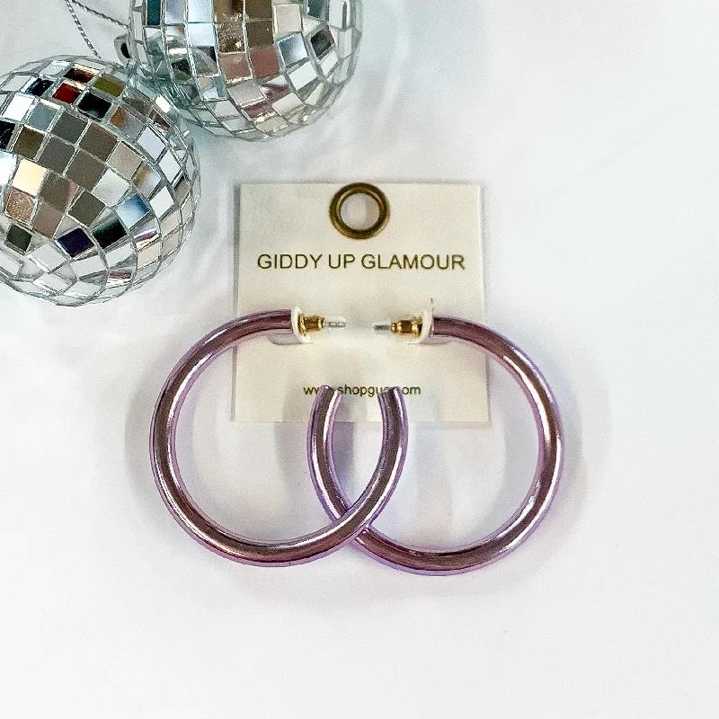 Women’s hoop gold earrings-Light Up Large Neon Hoop Earrings In Lavender