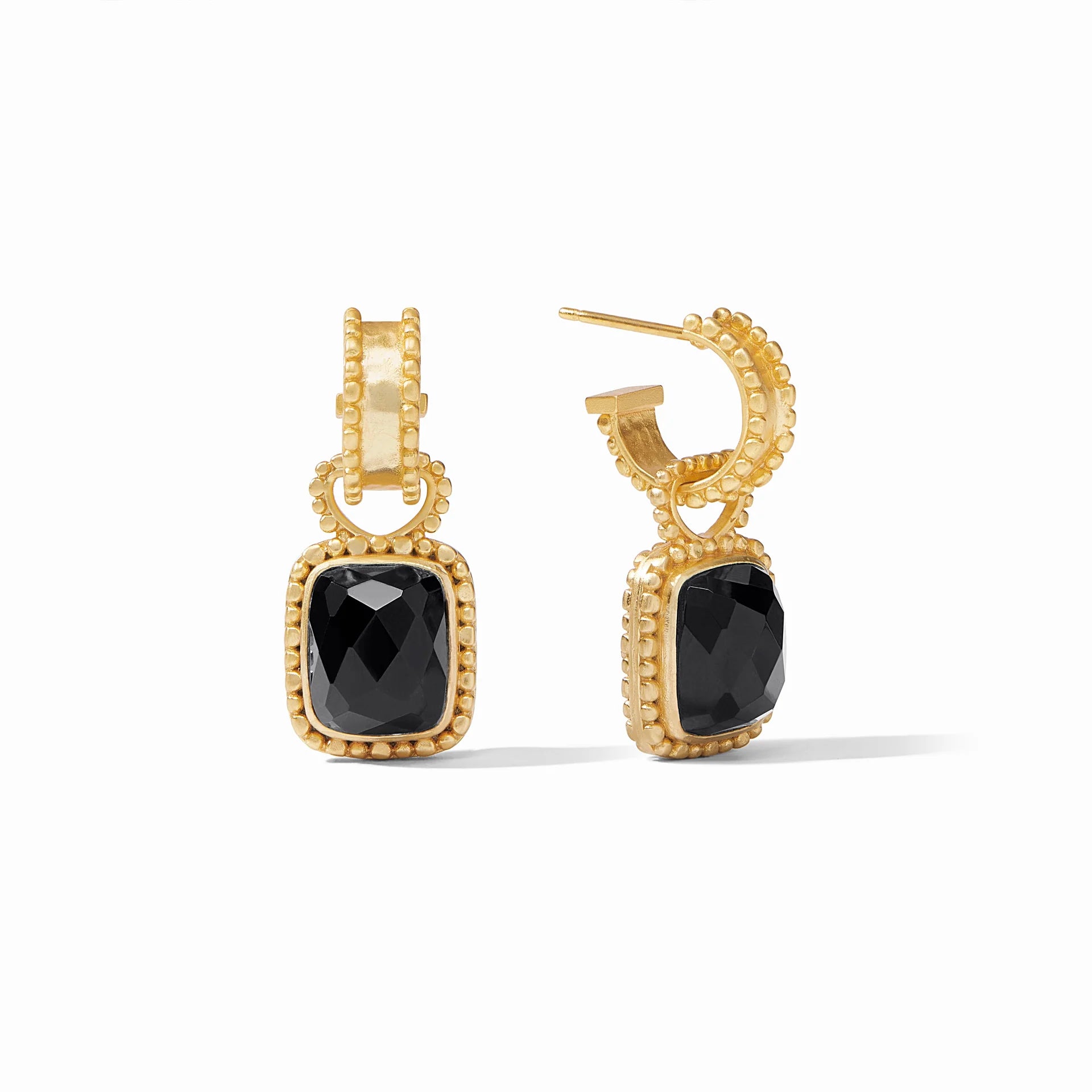 Women’s statement stud earrings-Julie Vos | Marbella Gold Hoop Earrings & Charm in Obsidian Black