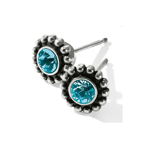 Women’s designer earrings-Brighton | Silver Tone Twinkle Mini Post Earrings in Blue Zircon