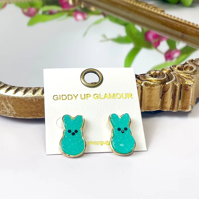 Women’s trendy earrings-Bunny Stud Earrings in Green