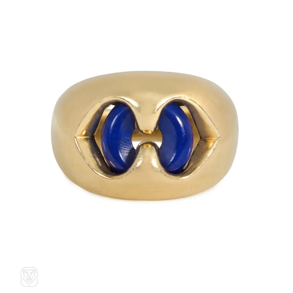 Women’s promise rings-Bulgari gold and lapis torus ring