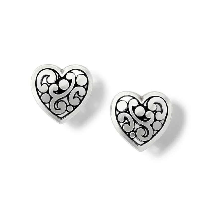 Women’s wedding earrings for bride-Brighton | Contempo Silver Tone Heart Post Earrings