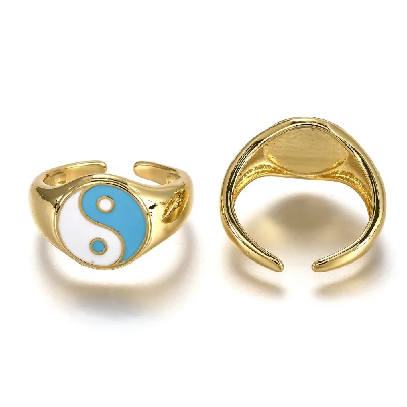 Women’s thin rings-Electric Blue Ying Yang Ring