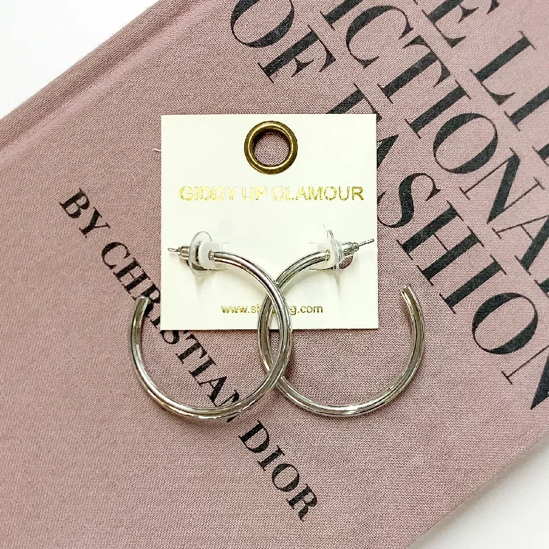 Women’s handmade earrings-Silver Tone Hoop Earrings