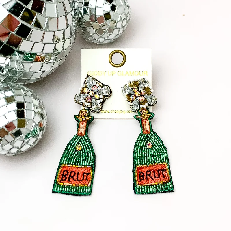 Women’s hoop diamond earrings-Bottles of Brut Beaded and Jeweled Earrings