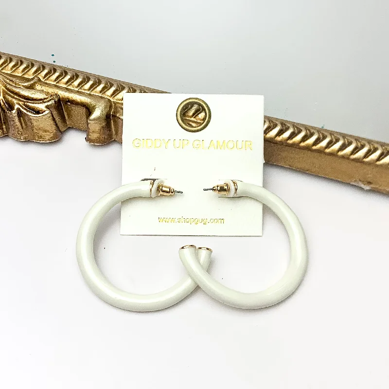 Women’s wedding earrings-Plan For Cabo Large Hoop Earrings in Ivory