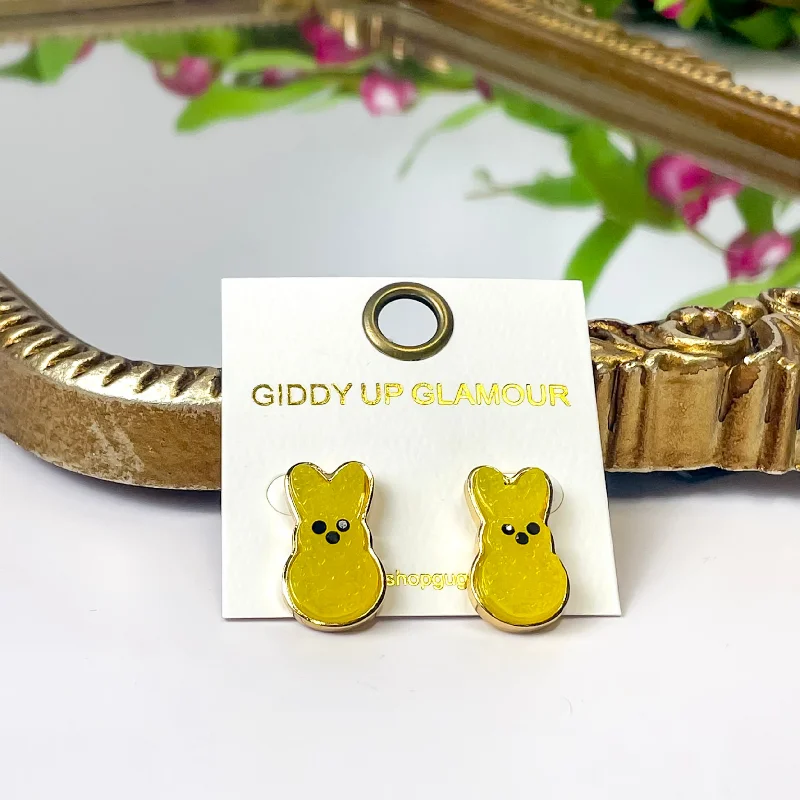 Women’s luxury hoop earrings-Bunny Stud Earrings in Yellow