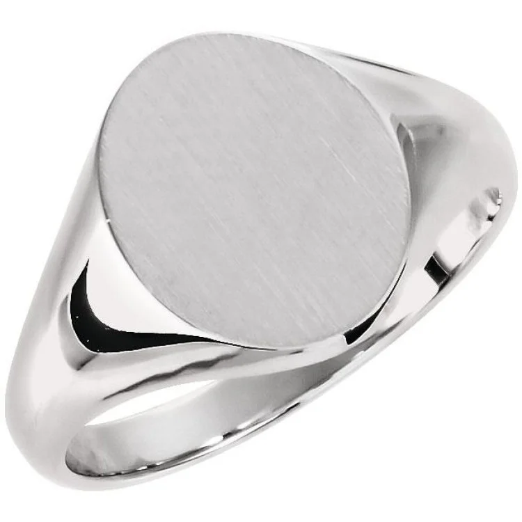 Women’s unique rings-Platinum Oval Signet Ring