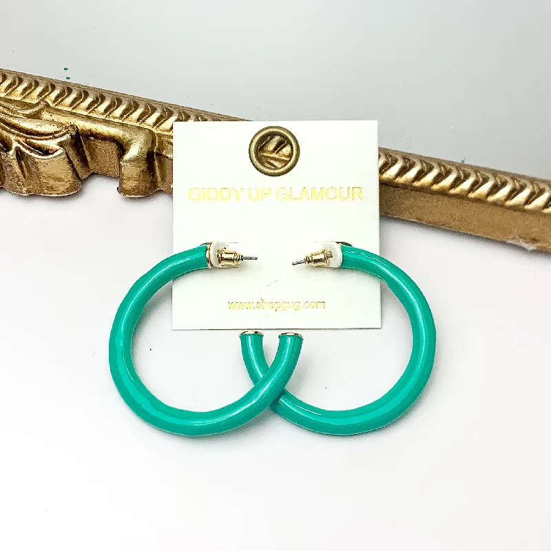 Women’s long earrings-Plan For Cabo Large Hoop Earrings in Turquoise Green