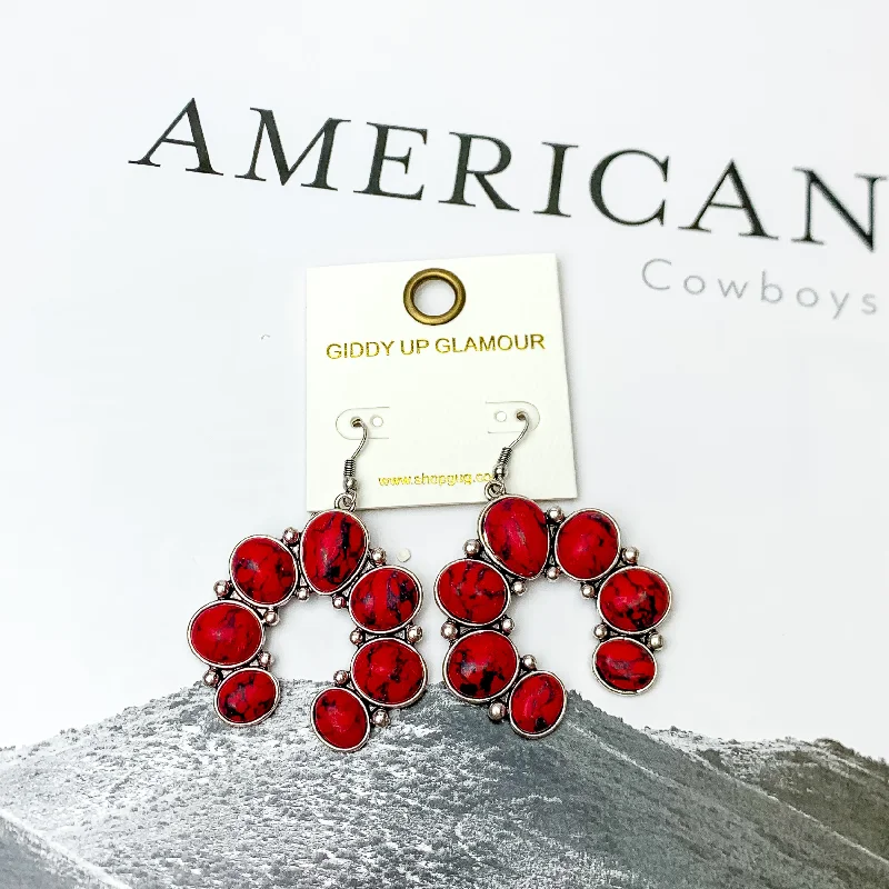 Women’s classic drop earrings-Squash Blossom Stone Earrings In Red