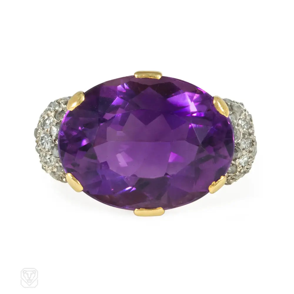 Women’s modern rings-Amethyst and diamond cocktail ring