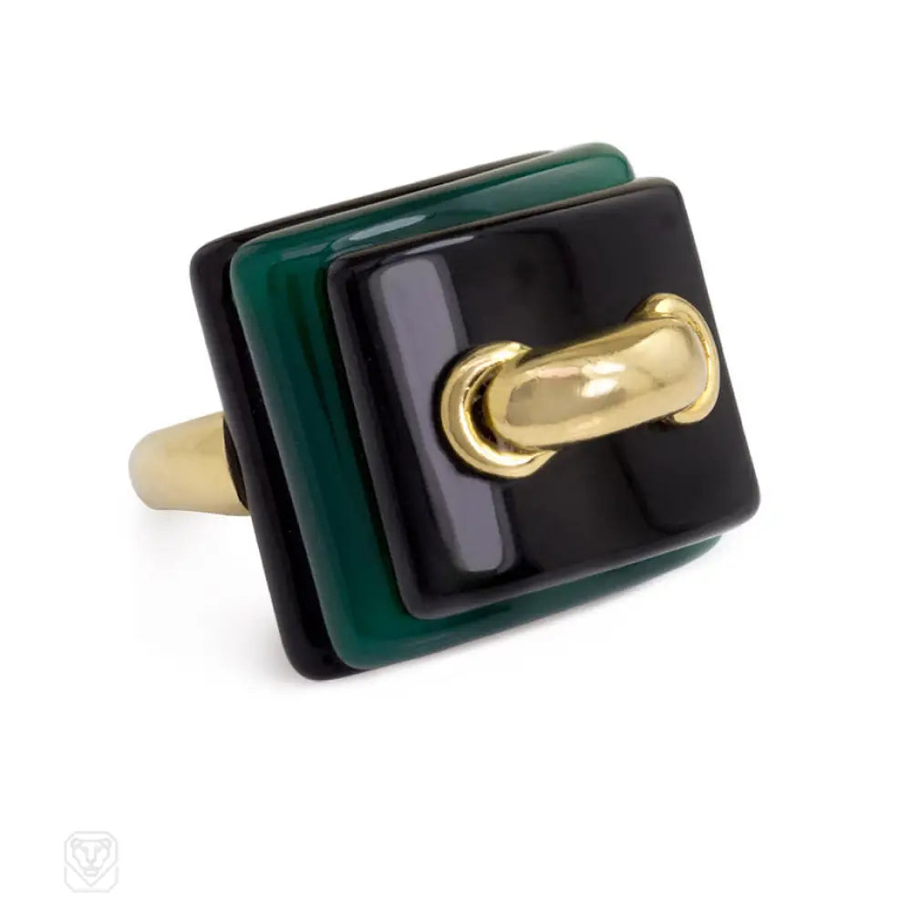 Women’s fancy rings-Aldo Cipullo for Cartier gold, onyx, and chrysoprase ring