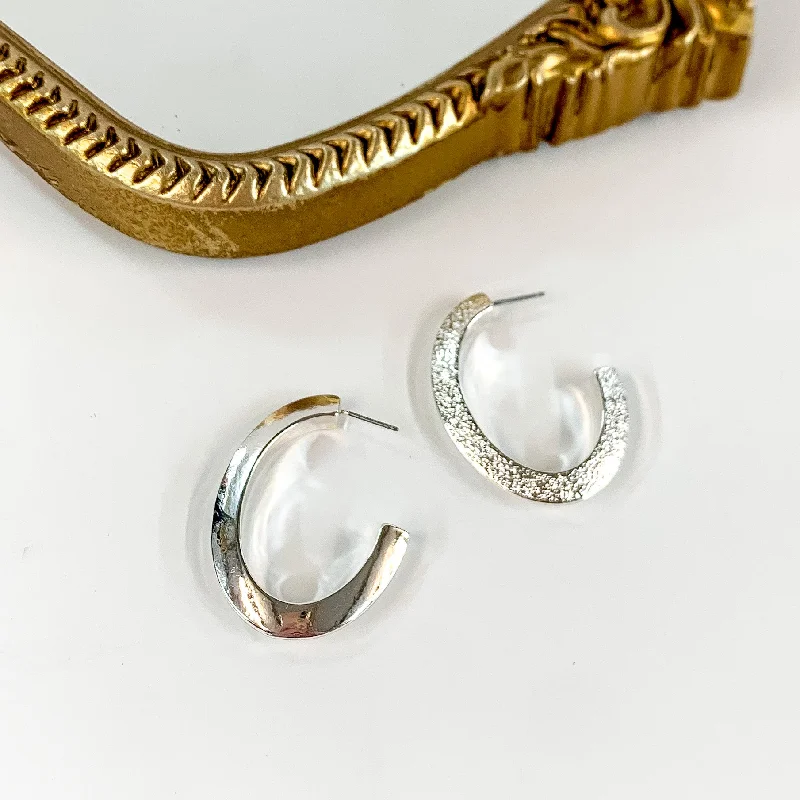 Women’s large hoop earrings-Thick Oval Silver Tone Hoop Earrings