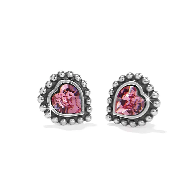 Women’s butterfly earrings-Brighton | Shimmer Heart Mini Post Earrings in Pink Crystal