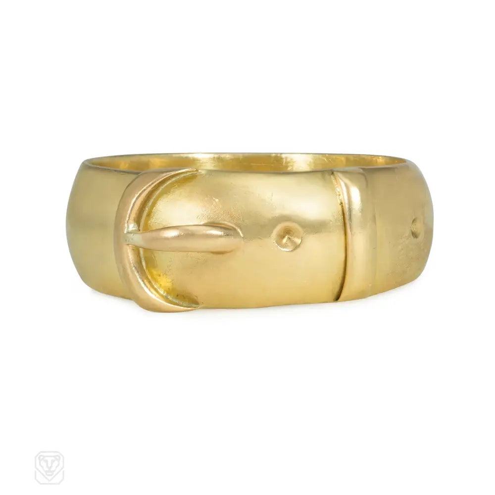 Women’s vintage gold rings-Antique gold buckle ring