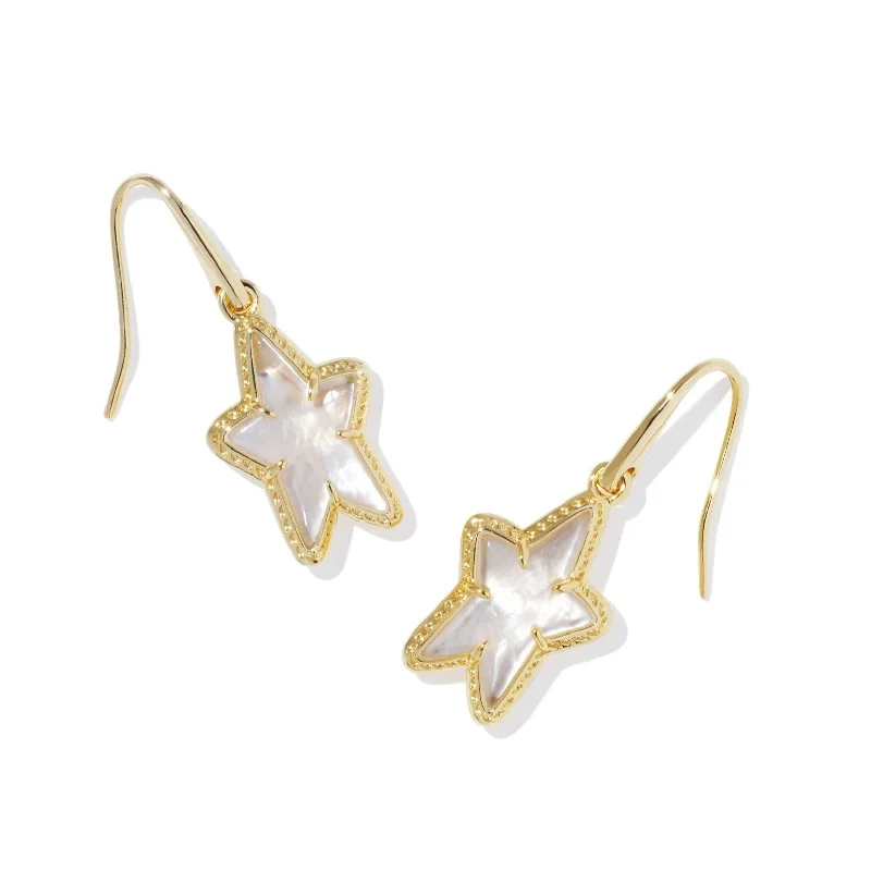 Women’s unique drop earrings-Kendra Scott | Ada Gold Small Star Drop Earrings in Ivory Mother of Pearl