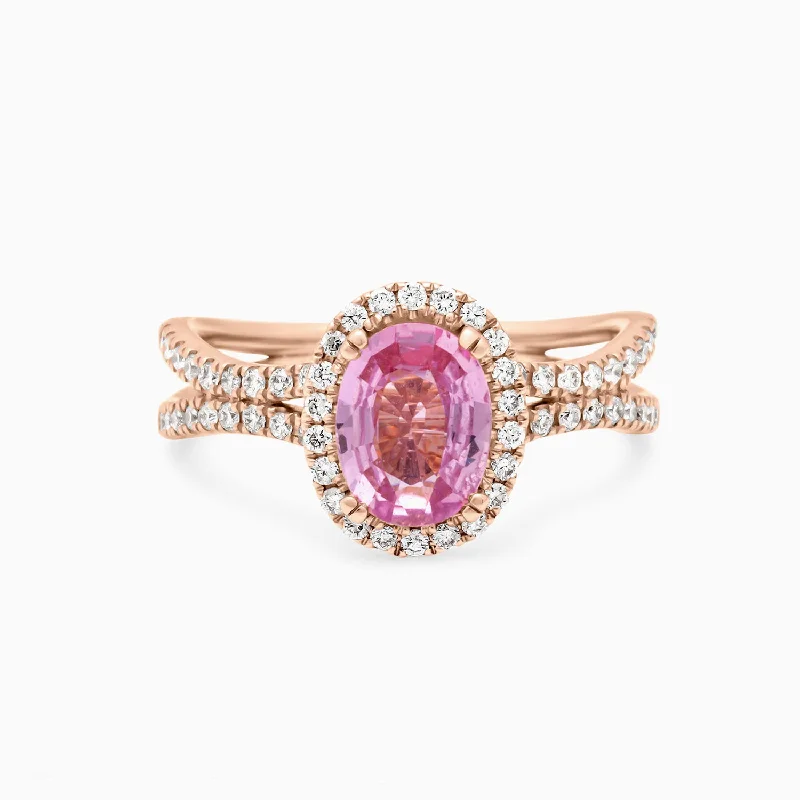 Women’s chunky rings-Pink Sapphire and Rose Gold Cocktail Ring