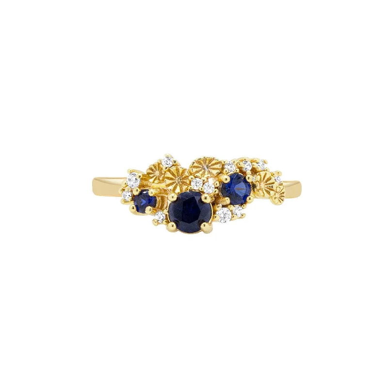 Women’s geometric rings-Sea of Dreams Sapphire Cluster Ring