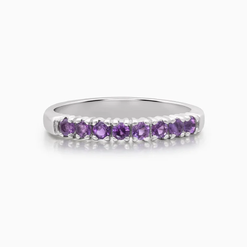 Women’s twist rings-Amethyst Semi-Eternity Ring