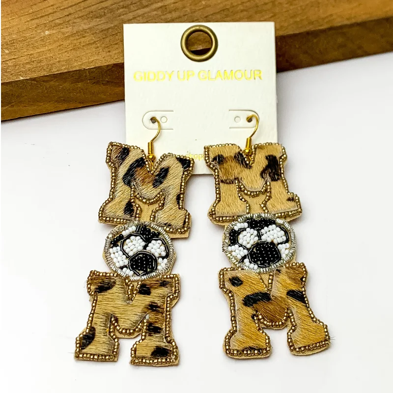 Women’s rhinestone earrings-Leopard Print Soccer Mom Earrings