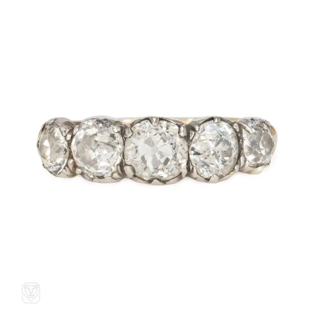 Women’s stacked rings-Antique old mine-cut diamond half hoop ring