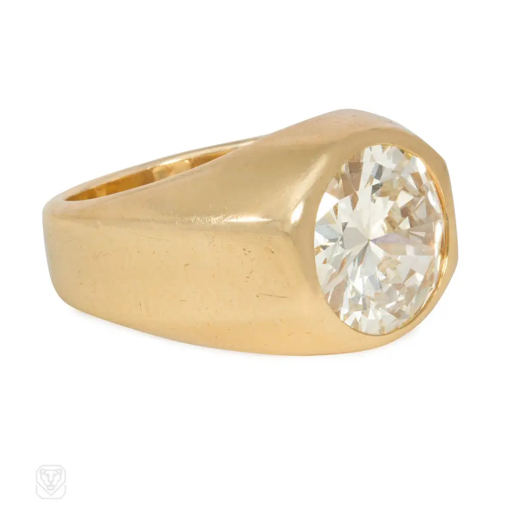 Women’s art deco engagement rings-Retro Monture Cartier gold and diamond solitaire ring