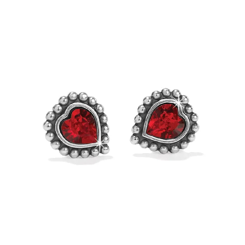 Women’s simple earrings-Brighton | Shimmer Heart Mini Post Earrings in Red Crystal