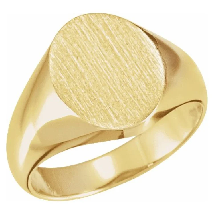 Women’s cocktail rings-10K Yellow 12x10 mm Oval Signet Ring