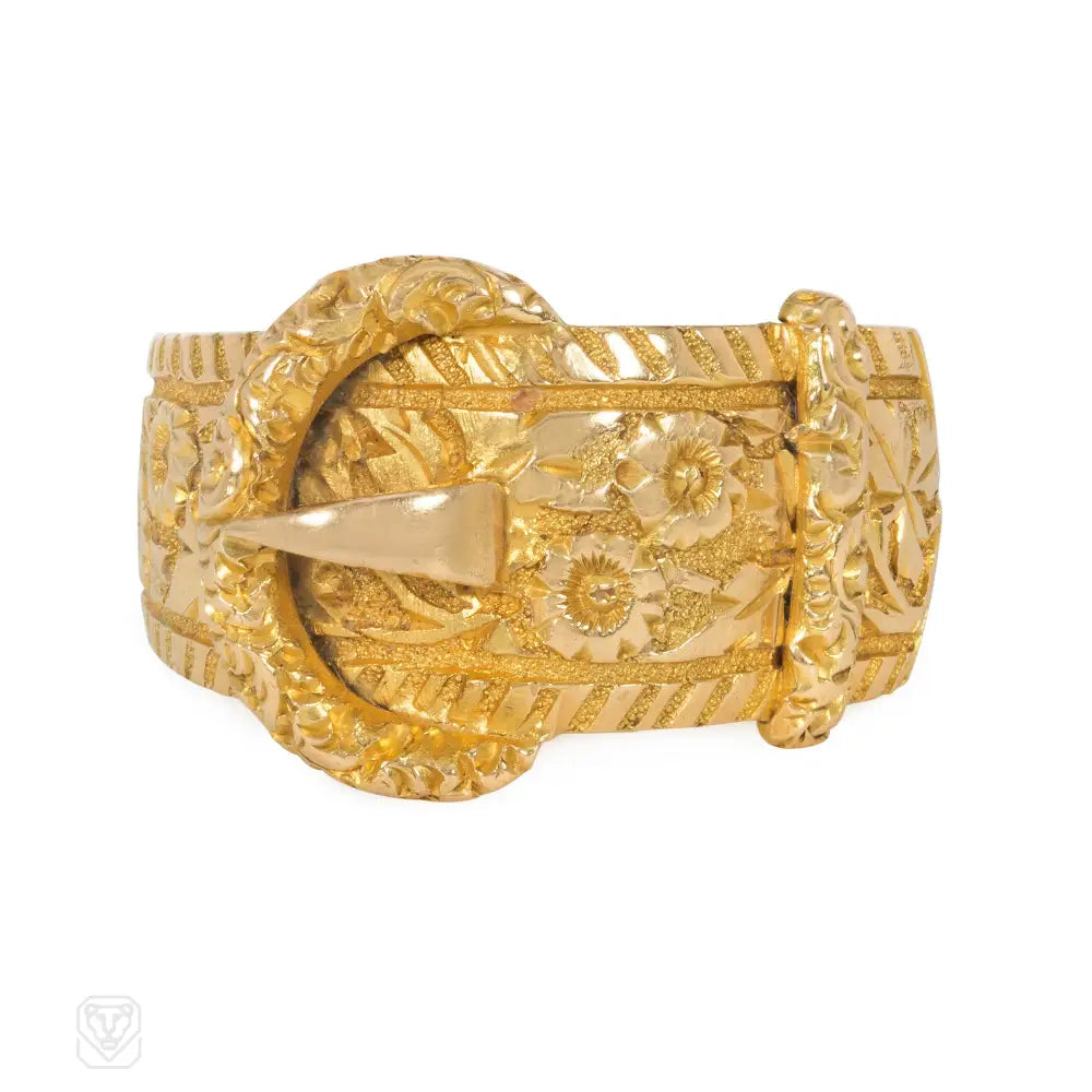 Women’s stackable gemstone rings-Antique carved gold garter ring