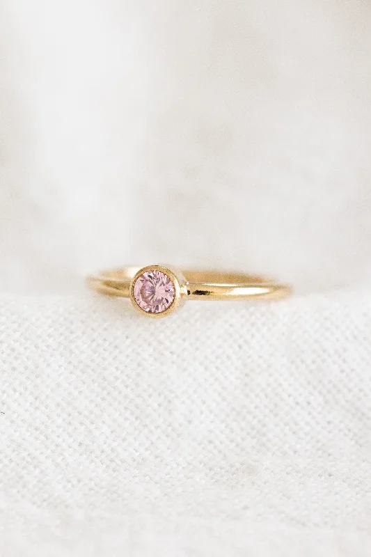 Women’s anniversary rings-Pink Thick CZ Ring