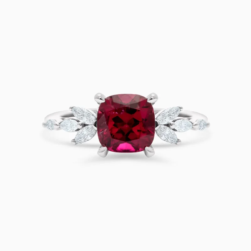 Women’s matching rings-Rubellite and Marquise Diamonds Ring