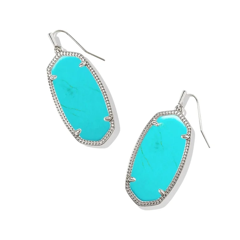 Women’s gold drop earrings-Kendra Scott | Elle Silver Drop Earrings in Variegated Turquoise Magnesite