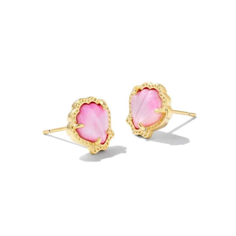 Women’s stackable earrings-Kendra Scott | Brynne Gold Shell Stud Earrings in Blush Ivory Mother of Pearl