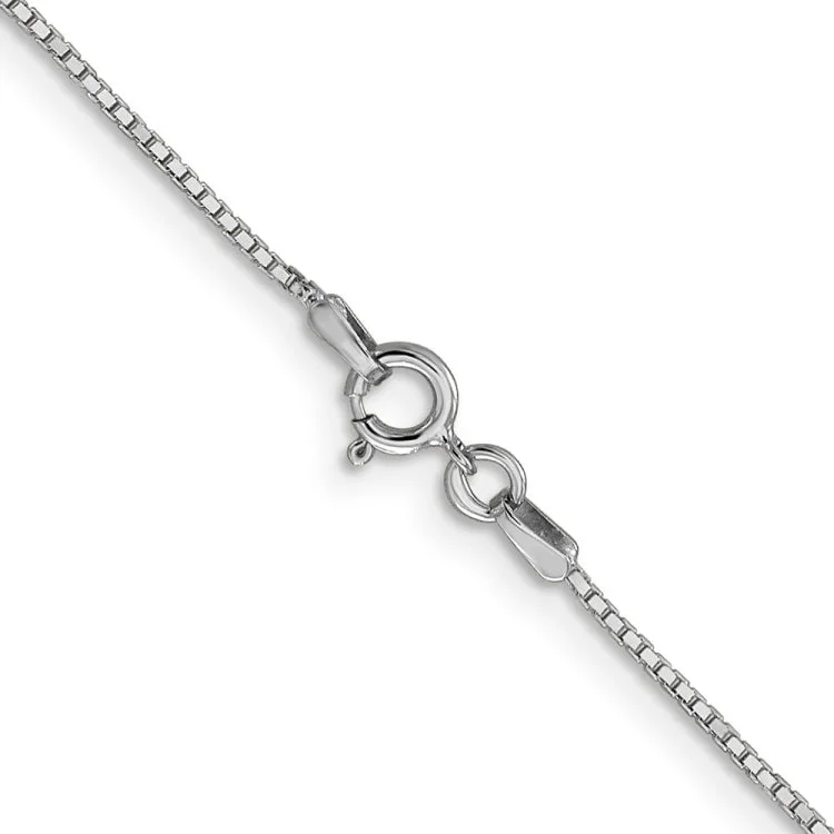 Women’s minimalist engagement rings-14K White Gold 18 inch .9mm Box with Spring Ring Clasp Chain