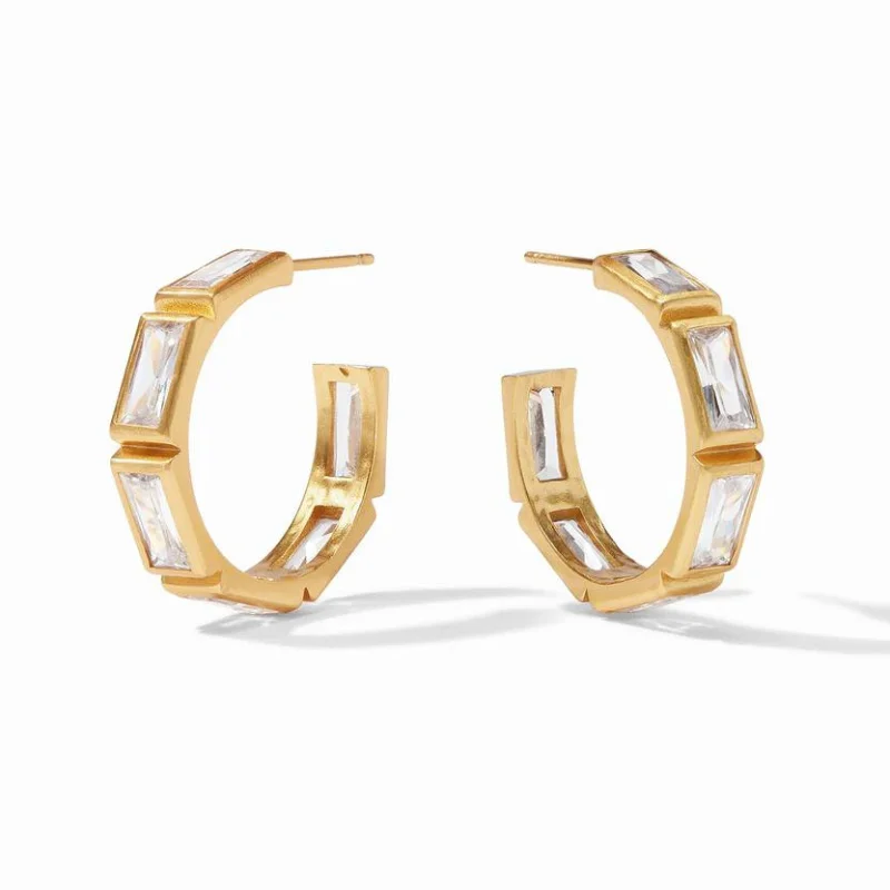 Women’s gold drop earrings-Julie Vos | Antonia Medium Hoop Earrings with CZ Crystals in Gold