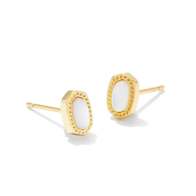 Women’s luxury earrings-Kendra Scott | Mini Ellie Gold Stud Earrings in Ivory Mother-of-Pearl