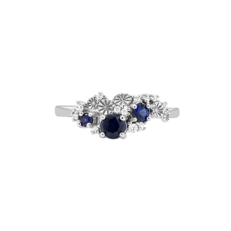 Women’s square diamond rings-Sea of Dreams Sapphire Cluster Ring