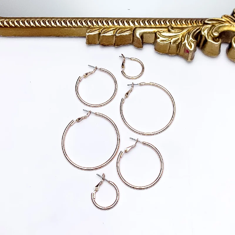 Women’s antique earrings-Set Of Three | Hoop Earrings in Rose Gold Tone