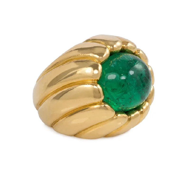 Women’s stackable rings-Retro gold and emerald cocktail ring, Cartier