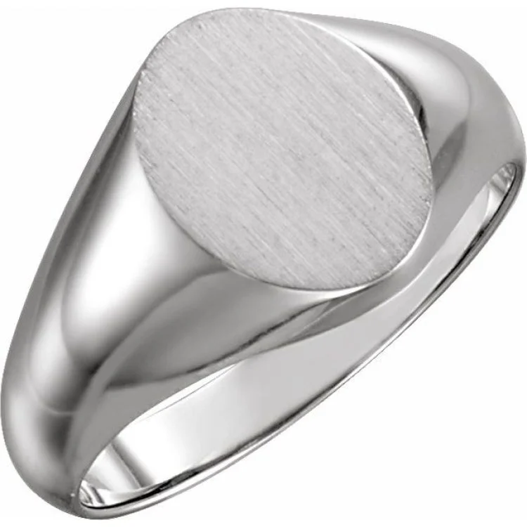 Women’s promise rings for women-14K White 10x8 mm Oval Signet Ring