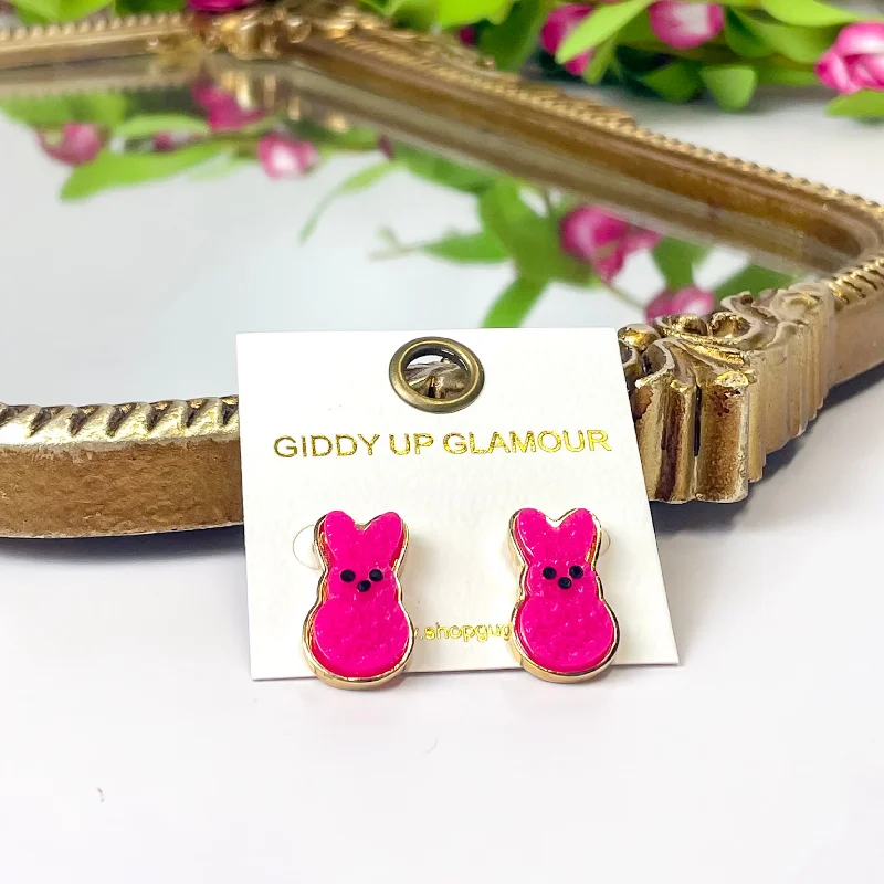 Women’s gemstone drop earrings-Bunny Stud Earrings in Hot Pink