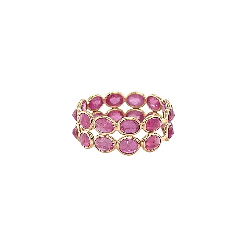 Women’s cluster rings-Double Row Ruby Gemstone Ring