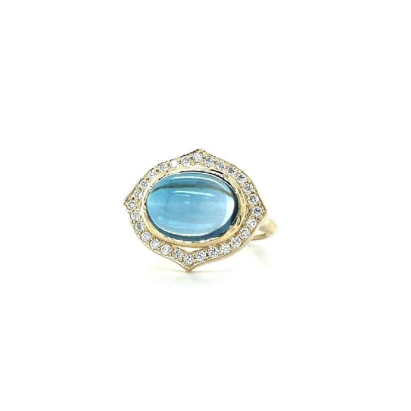 Women’s chic rings-London Blue Topaz & Pave Diamonds Hydrangea Ring